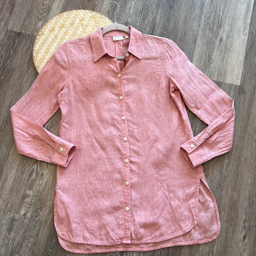 Spartina 449 aida linen button down shirt coral pink